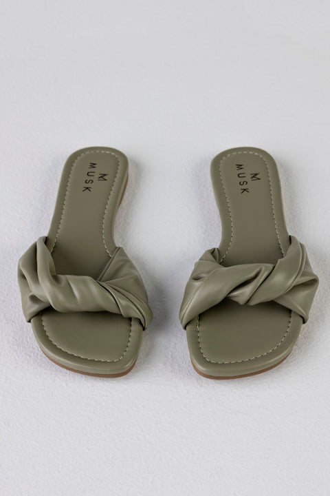 Twist vamp slide sandals