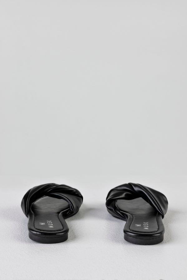 Twist vamp slide sandals