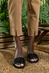 Quilted vamp slide sandals