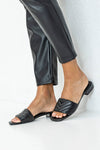 Quilted vamp slide sandals
