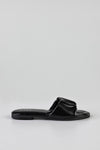 Ruched flat sole slide sandals