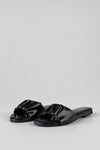 Ruched flat sole slide sandals