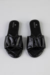 Ruched flat sole slide sandals