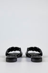 Ruched flat sole slide sandals