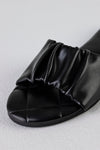 Ruched flat sole slide sandals