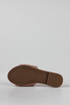 Ruched flat sole slide sandals