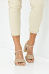 Woven vamp heeled sandals