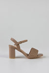 Woven vamp heeled sandals