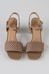 Woven vamp heeled sandals