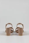 Woven vamp heeled sandals