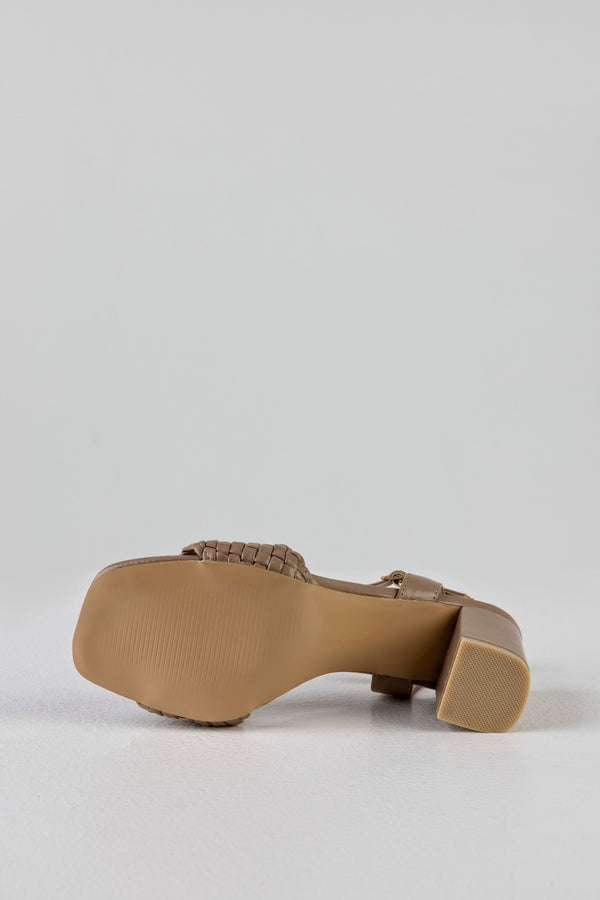 Woven vamp heeled sandals