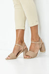 Woven vamp heeled sandals