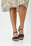 Woven vamp heeled sandals