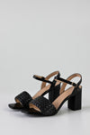 Woven vamp heeled sandals