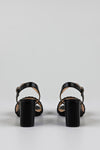Woven vamp heeled sandals