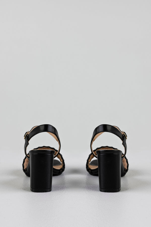 Woven vamp heeled sandals