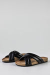 Padded crossover straped slide sandals