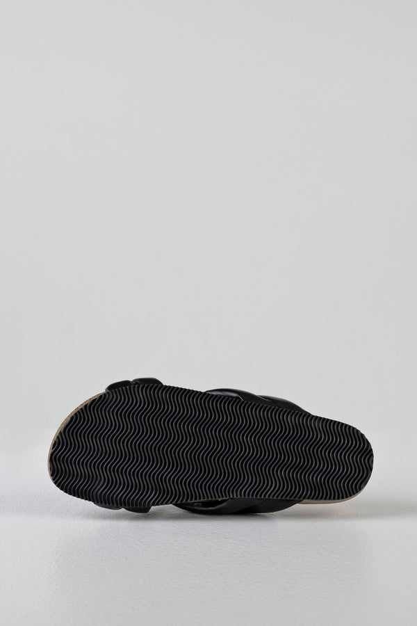 Padded crossover straped slide sandals