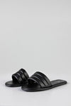 Quilted flat sole slide sandals