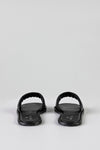 Quilted flat sole slide sandals