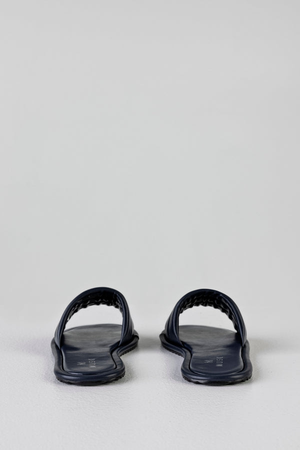 Quilted flat sole slide sandals