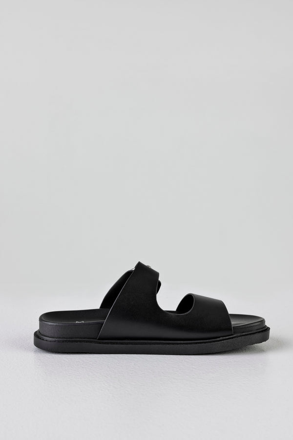 Slide sandals with buckle