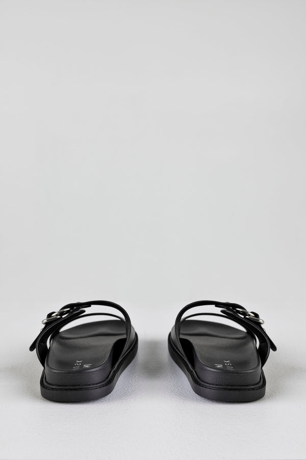 Slide sandals with buckle