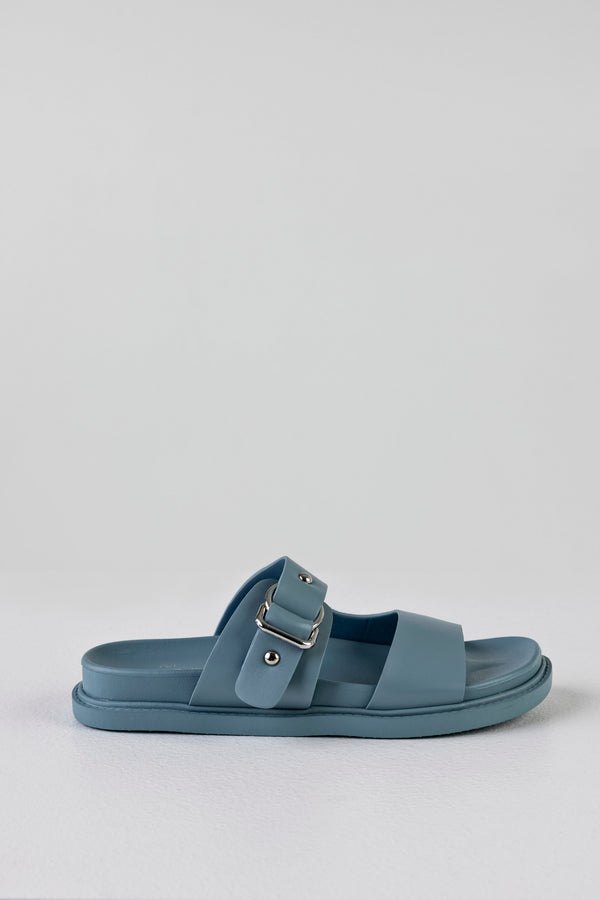 Slide sandals with buckle