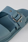 Slide sandals with buckle