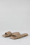 Braided vamp square toe slide sandals