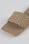 Braided vamp square toe slide sandals