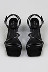 Square toe strappy heeled sandals