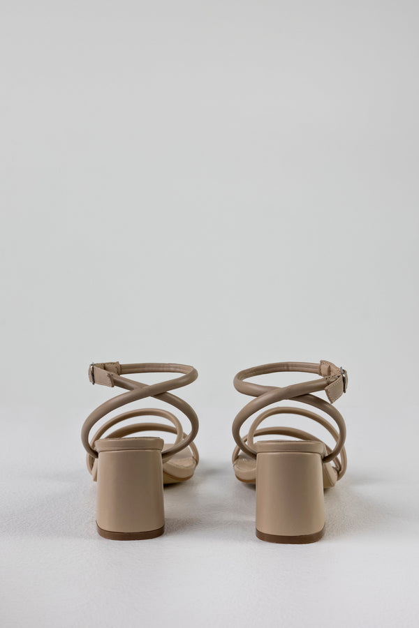 Square toe strappy heeled sandals