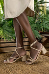 Square toe strappy heeled sandals