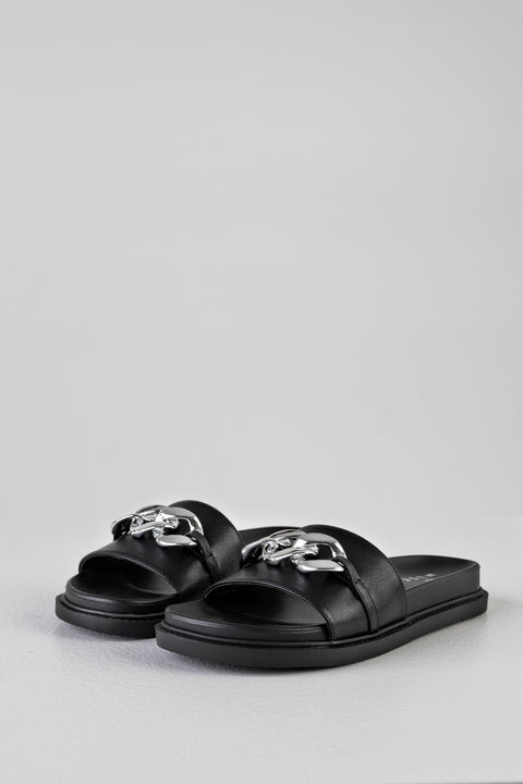 Slide sandal with chain