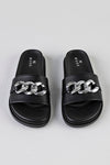 Slide sandal with chain
