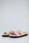 Leather platform slide sandals