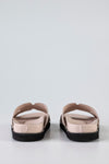 Leather platform slide sandals