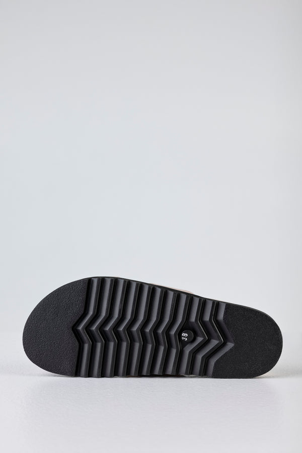 Leather platform slide sandals