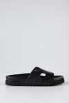 Leather platform slide sandals