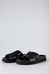 Leather platform slide sandals