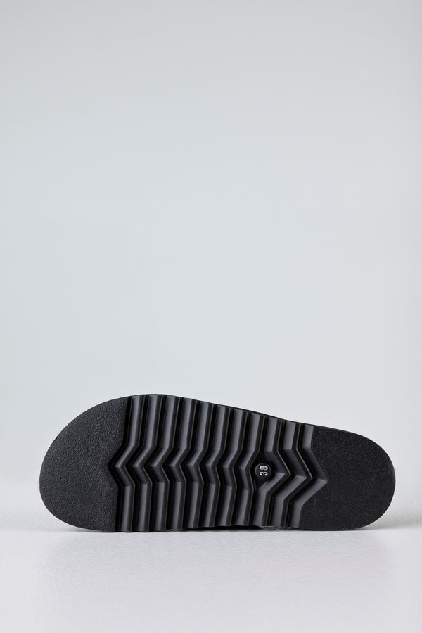 Leather platform slide sandals