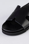 Leather platform slide sandals