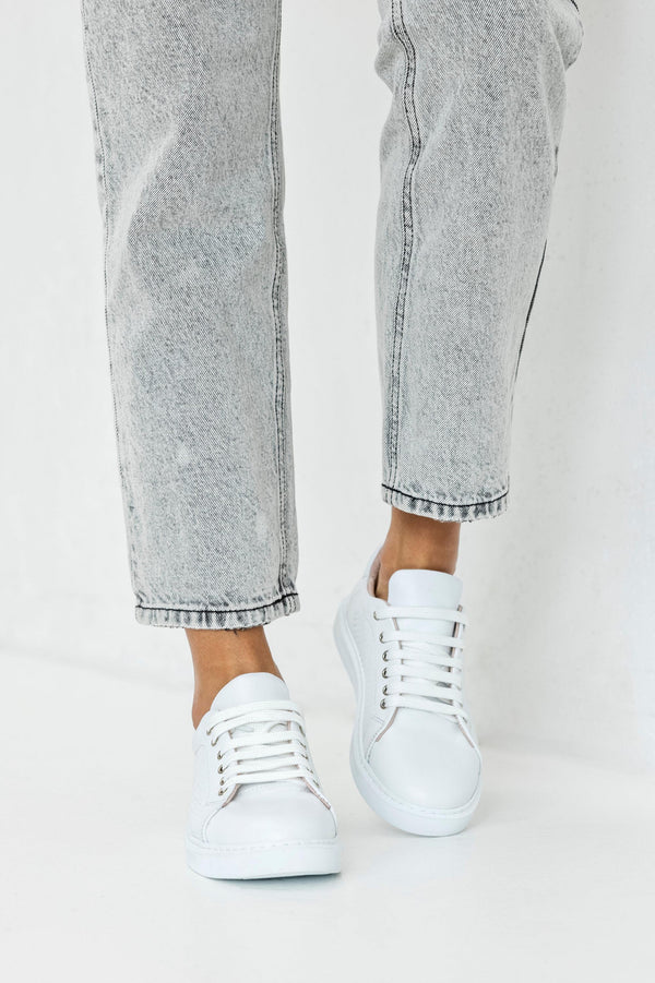 Leather hole punched sneakers