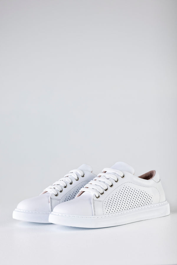 Leather hole punched sneakers