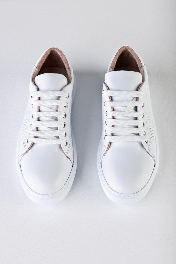 Leather hole punched sneakers