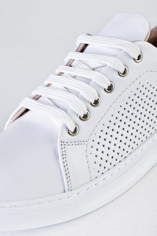 Leather hole punched sneakers