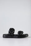 Leather braided padded slide sandals