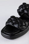 Leather braided padded slide sandals