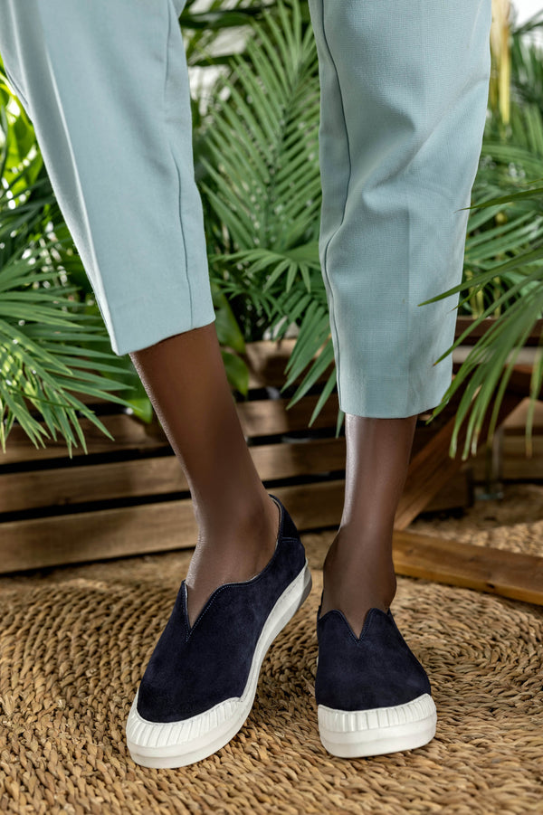 Leather suede slip-on shoes